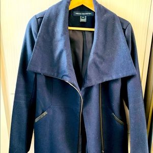 French Connection- navy light wool tailored coat